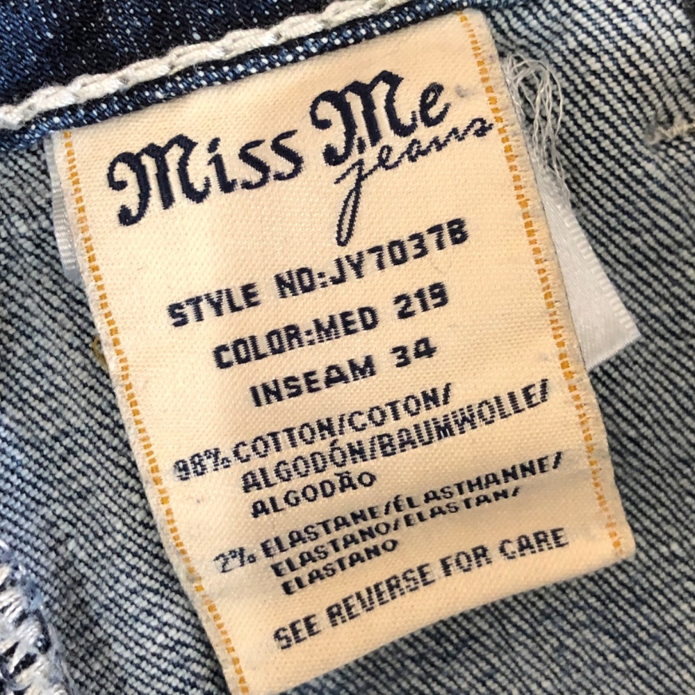 Miss Me Light Blue Boot Cut Jeans with Rhinestone Accents - Picture 6 of 6